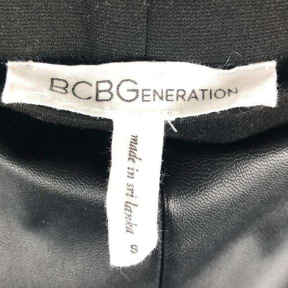 BCBGeneration Black Vegan Leather Zipper Detail Ponte Knit Moto Leggings Pants - Picture 2 of 9